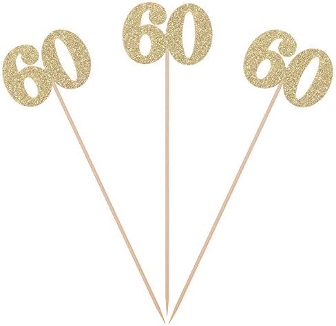A doboz tartalma 10 Arany Csillogás a 60-ik Születésnapját Központi Botok Száma 60 Táblázat Topper Kor Betű Dekoráció