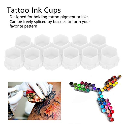 Hatszögletű Tinta Csészék Tetoválás, Több Szín Kaptár/Honeycomb Caps Tetoválás Művészek, Csomag 200 (Fehér)