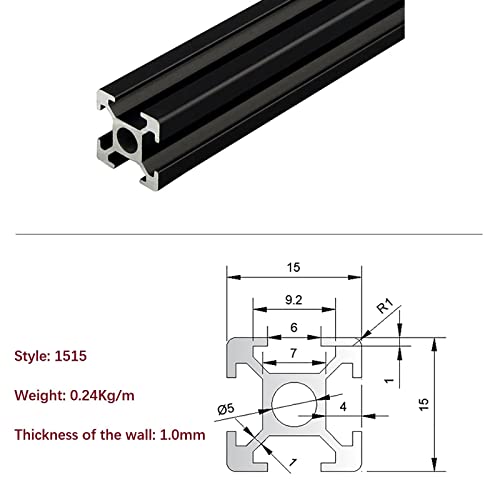 Mssoomm 4 Csomag 1515 Alumínium Extrudált Profil, Hossz 98.43 inch / 2500mm Fekete, 15 x 15 mm 15 Sorozat T Típusú, T-Slot