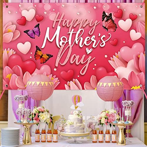 Nagy Boldog anyák napját Zászló Dekoráció Anyák Napja Zászló Kültéri 71x44 Inch,Anya Ajándék Beltéri Otthon, Ház, Dekoráció,