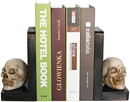 OwlGift Dekoratív Halloween Koponya Könyvtámasz, nagy teherbírású Könyvtámasz a Polcok, a Koponya a Könyv végül a Nehéz Könyveket,