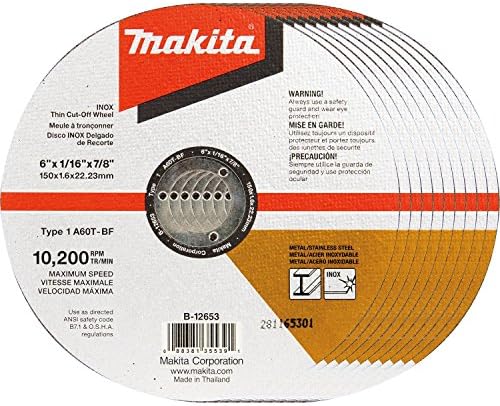 Makita B-12653-10 6 x .060 x 7/8 INOX Vékony Cut-Off Kerék, 10/Pk