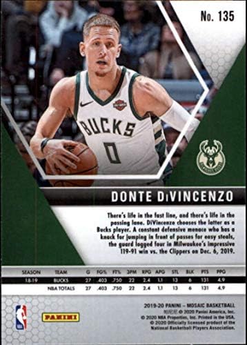 2019-20 Panini Mozaik 135 Donte DiVincenzo Milwaukee Bucks NBA Kosárlabda Trading Card