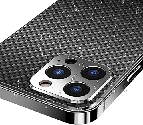 KANGDD tok iPhone 13 Pro Max, Szénszálas Textúra Ütésálló hátlapot Kamera lencsevédő Rozsdamentes Acél Lökhárító Keret Ultra