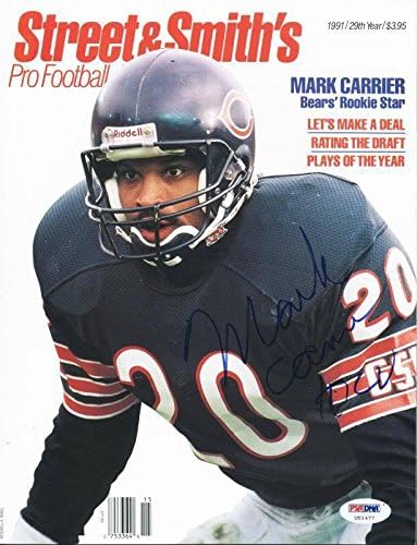 A medvék Mark Fuvarozó Aláírta Magazin 1991 Street & Smith PSA U51477 - Dedikált NFL Magazinok