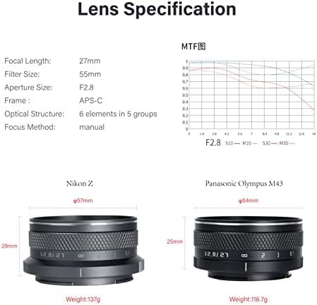 AstrHori 27mm F2.8 II Nagy fényerejű Objektív APS-C, Manuális Objektív Kompatibilis Nikon Z-Mount tükör nélküli Fényképezőgép