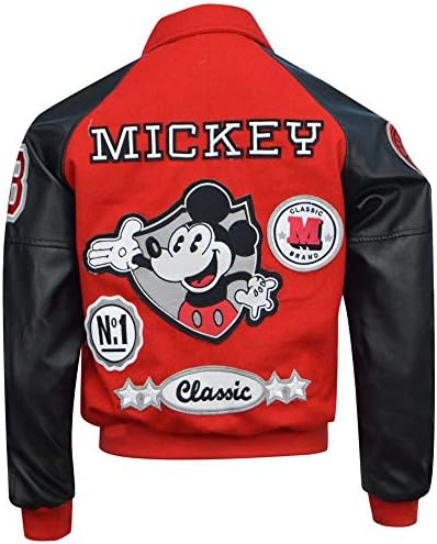 MJ Mickey Gyapjú & Bőr, Vörös, Egyetemi Kabát