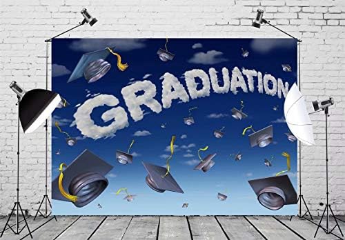 BELECO 7x5ft Szövet, Kék Diplomaosztó Ünnepség Hátteret Osztály 2022 Érettségi Főiskolai Kap Gratulálok Diplomások Kék Ég