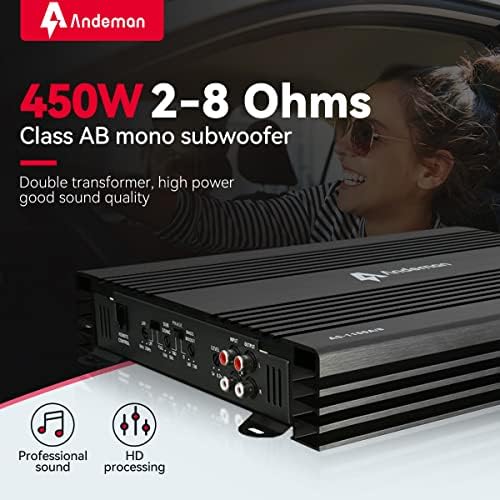 Andeman 450W Osztály A/B Audio Teljesítmény Erősítők, 2/4 Ohm Stabil, Alacsony/Magas Szintű Bemenet, Mono Mélynyomó Tökéletes