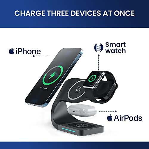 3 az 1-ben töltőállomás - Vezeték nélküli Töltő, Telefon, Apple Watch & AirPods - Gyors Töltés Állni Dokkoló Qi-Kompatibilis