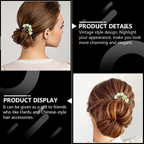 Beaupretty 6 Darab Jade Virág hajcsatot Nők, Lányok, Haj Stick Kínai Retro Konty Pin Haj Pálcika Haj Stílus, Haj Készítése