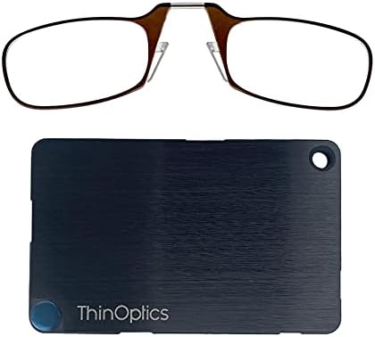 ThinOptics Rozsdamentes Acél Vékony Pénztárca Olvasók/Olvasó Szemüveg Téglalap alakú, Fekete, 44.45 mm + 1.5