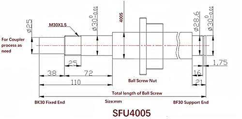 Mssoomm 40mm Ballscrew SFU4005 RM4005 Anti Holtjáték golyósorsó, Hossza 24.41 inch / 620mm 5mm Pályán Fém Dió (Standard Végén