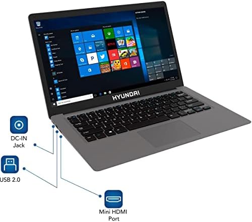 HYUNDAI 14 Hüvelyk Hybook 4GB RAM, 128GB Tároló, a Windows 10 Pro Laptop, Intel Celeron N4020, Bővíthető Tárhely, microSD