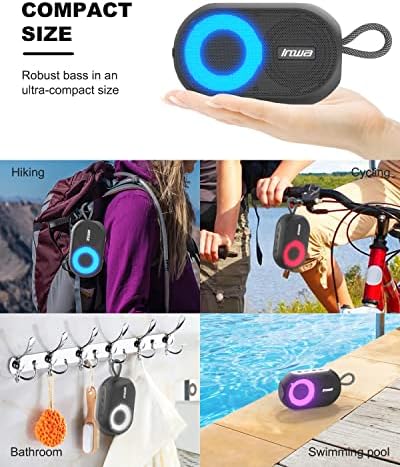 Inwa Hordozható Bluetooth Hangszóró Vezeték nélküli, Vízálló, Világos Hang, Kéz nélküli Hívás, Beépített Mikrofon, TF-Kártya