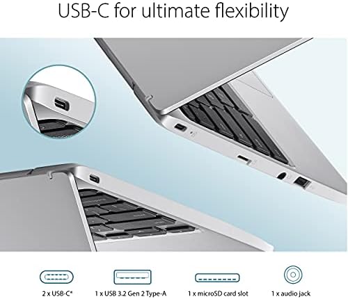 ASUS Chromebook CX1, 11.6 HD NanoEdge Kijelző, Intel Celeron N3350 Processzor, 32 gb-os eMMC 4GB RAM, a Chrome OS, Átlátszó,