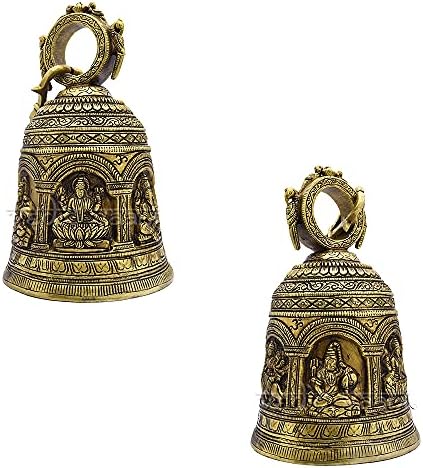 Védikus Vaani Réz Antik Befejezni Mély Hang Hindu Istenség Design Faragott Templom Lógó Csengő Gahanti (Arany Színű)