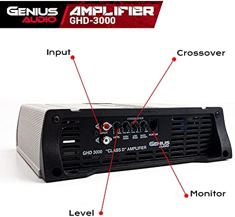 Zseni Audio GHD-3000 Compact Teljes körű Autó Erősítő Monoblokk 3000 Watt RMS D-Osztályú 1-Ohm Stabil Bass Boost Okos Hűtő
