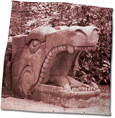 3dRose Susan Állatkert Legénység Fotózás - sárkány szobor szája nyitva kő - Törölköző (twl-178442-3)