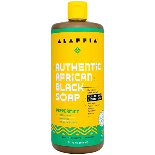 Alaffia bőrápolás, Autentikus Afrikai Fekete Szappan, Egy Folyékony Szappan, Hidratáló arctisztító, Érzékeny Bőr, tusfürdő,