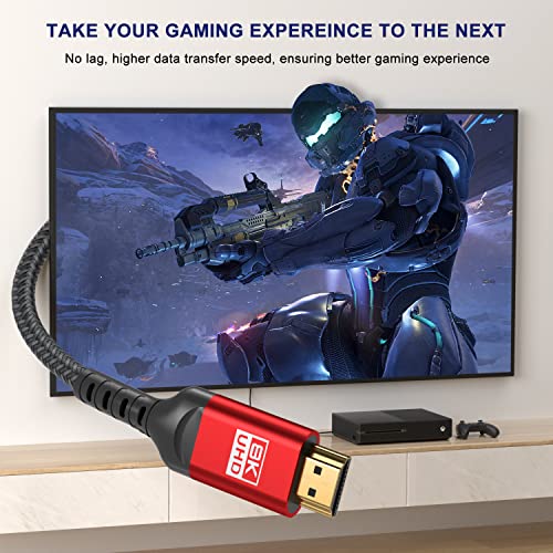 ALLEASA 8K HDMI Kábel, Ultra 48Gbps nagysebességű 2 FT HDMI Kábel, 2 Méteres hdmi Kábel -4K@120Hz 8K@120Hz, eARC, HDR10,