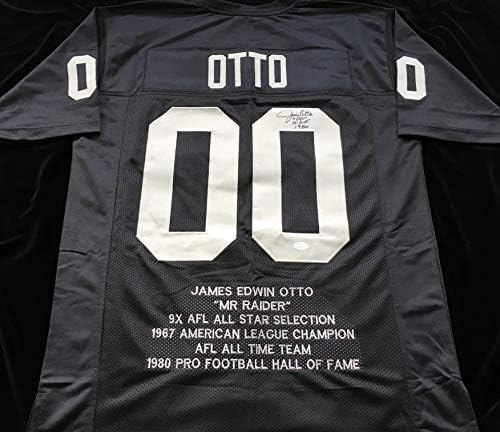 Jim Otto Aláírt Dedikált Futball Stat Jersey SZÖVETSÉG COA - XL - Oakland Nagy