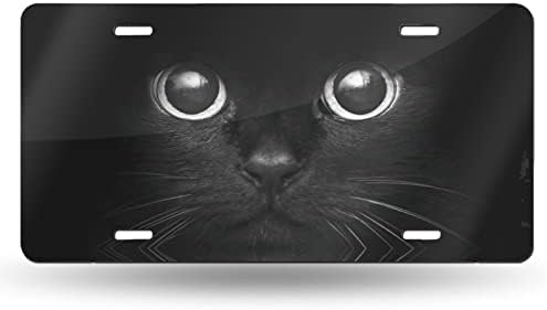 Első Rendszám Fekete Macska őt Figyeli - Rendszám Első Autó - Hiúság Tag - Autó Dekoratív Fém Alumínium Újdonság Első Rendszám