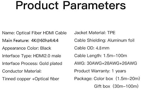 Jeirdus 500ft 150Meters AOC HDMI, Optikai Kábeles 18Gbps nagysebességű 4K60HZ, a Kis Micro meg a Szabvány HDMI Csatlakozók,Könnyen