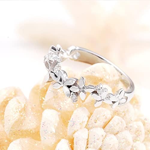 2023 Új Női Virág Gyémánt Elegáns Gyűrű, Eljegyzési Gyűrű, Ékszerek, Ajándék Égi Gyűrű (Ezüst, 8)