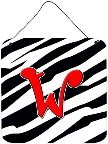Caroline Kincsek CJ1024-WDS66 Levelet W Kezdeti Monogram - Zebra Piros Fal, vagy az Ajtón Lógó Ujjlenyomat, Alumínium Fém
